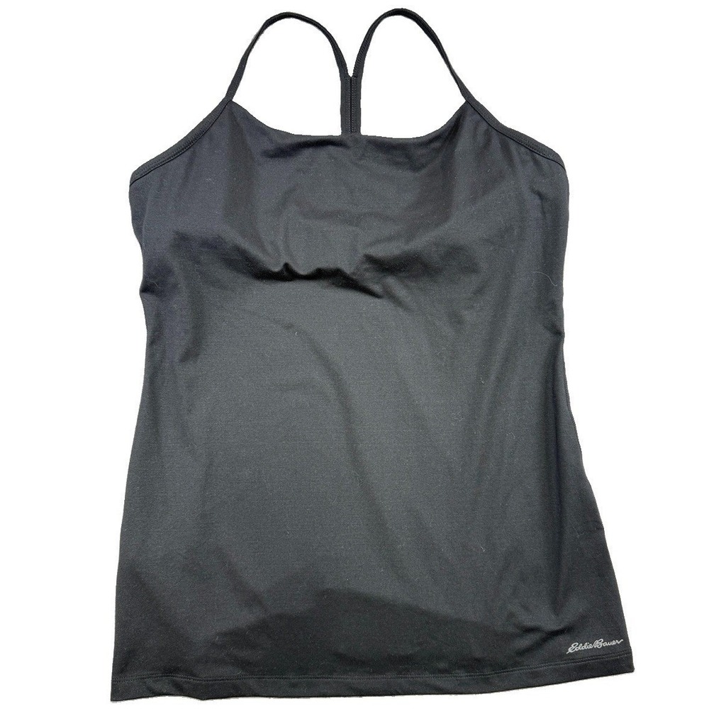 Eddie Bauer Black FreeDry Tank Top Y Back Built-In Bra Size Tall Large Normcore